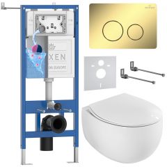 Комплект 6 в 1 RoxenBath (РоксенБаз) StounFix Dual Fresh 868477 система инсталляции для унитазов 710200 + кнопка для инсталляции Steel 420260-CHG +подвесной унитаз 530170-01