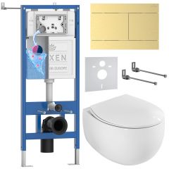 Комплект 6 в 1 RoxenBath (РоксенБаз) StounFix Dual Fresh 868635 система инсталляции для унитазов 710200 + кнопка для инсталляции Velar 420300GB +подвесной унитаз 530170-01