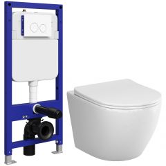 Комплект 5 в 1: Инсталляция Створки Хельсинки S33500WH + Унитаз подвесной AM.PM Like C801900SC + Сиденье с микролифтом + Комплект шумоизоляции + Кнопка глянцевая белая, Stworki