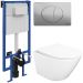 Комплект 3 в 1 Унитаз подвесной Створки Левангер S07401WH, безободковый, смыв Торнадо, с микролифтом, антивсплеск + Инсталляция 510162 + Кнопка 230823 цвет матовый хром, INS-INS-722211, Stworki