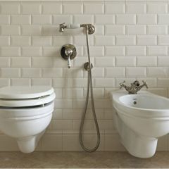 Гигиенический душ Devon&Devon Doccia с держателем, шлангом и выпуском из стены, ручкой белой, цвет: бронза MARK17BR