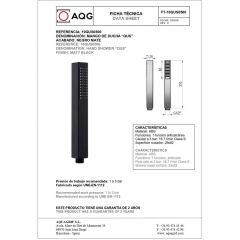 Ручной душ антикальцевый AQG QUS 29х82мм, цвет черный матовый 10QUS0500
