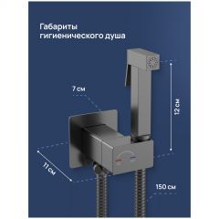 Гигиенический душ Створки Карлстад S35151GB со смесителем, С ВНУТРЕННЕЙ ЧАСТЬЮ, вороненая сталь, Stworki