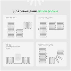 Теплый пол Эврика MAT EWR под плитку, на стяжку, 1200 Вт, 8 м2, с терморегулятором, электронный, белый, программируемый, Ewrika