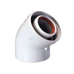 Отвод коаксиальный Baxi (Бакси) полипропиленовый 45°, диам. 60/100 мм (KMT71405981)