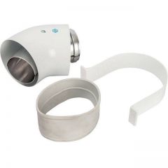 Элемент дымохода Stout (Стаут) отвод коаксиальный 45° DN60/100, п/м уплотнения и хомут в комплекте (с логотипом) (SCA-6010-000045)