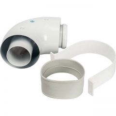 Элемент дымохода Stout (Стаут) отвод коаксиальный 90° DN60/100, п/м уплотнения и хомут в комплекте (с логотипом) (SCA-6010-000090)