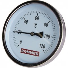 Термометр биметаллический Rommer (Роммер) с погружной гильзой, корпус Dn 100 мм, гильза 100 мм 1/2, 0...120°С (RIM-0001-101015)