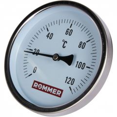 Термометр биметаллический Rommer (Роммер) с погружной гильзой, корпус Dn 100 мм, гильза 50 мм 1/2, 0...120°С (RIM-0001-105015)