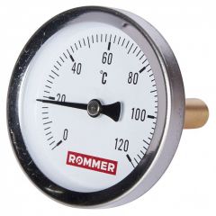 Термометр биметаллический Rommer (Роммер) с погружной гильзой, корпус Dn 63 мм, гильза 50 мм 1/2, 0...120°С (RIM-0001-635015)