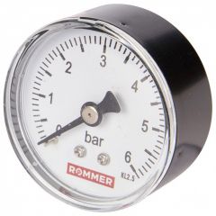 Манометр аксиальный Rommer (Роммер) корпус Dn 50 мм 1/4, 0...6 Бар, кл.2.5 (RIM-0009-500608)