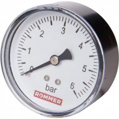 Манометр аксиальный Rommer (Роммер) корпус Dn 63 мм 1/4, 0...6 Бар, кл.2.5 (RIM-0009-630608)