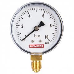 Манометр радиальный Rommer (Роммер) корпус Dn 63 мм 1/4 дюйма , 0...10 Бар, кл.2.5 (RIM-0010-631008)