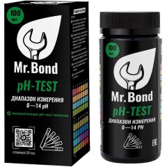Комплект полосок индикаторов Mr.Bond (Мр.Бонд) pH-test с диапазоном измерения pH 0-14 100 шт. (MB20000001PH)