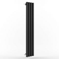 Стальной вертикальный радиатор отопления Warmmet (Варммет) Power 76V длина 1000 мм секций 8 цвет черный, тип подключения: нижнее правое PV.76.1000.8.636.BR.9005