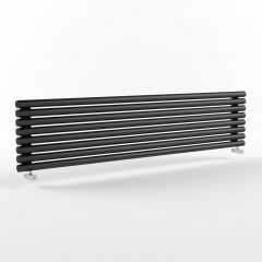 Стальной горизонтальный радиатор отопления Warmmet (Варммет) Round 42H ширина 1250 мм секций 7 цвет черный, тип подключения: нижнее правое RH.42.1250.7.342.BR.9005