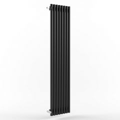 Стальной вертикальный радиатор отопления Warmmet (Варммет) Round 42V длина 1000 мм секций 7 цвет черный, тип подключения: нижнее правое RV.42.1000.7.342.BR.9005
