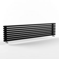 Стальной горизонтальный радиатор отопления Warmmet (Варммет) Luxe 60H ширина 1250 мм секций 8 цвет черный, тип подключения: нижнее правое LH.3060.1250.8.380.BR.9005