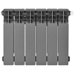 Радиатор биметаллический Stout (Стаут) Titan Ventil 350 6 секций нижнее правое подключение графит RAL 7024 (SRB-3320-035006 7024)