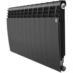 Радиатор биметаллический Royal Thermo BiLiner 500 12 секций подключение боковое черный