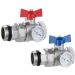 Коллектор Kromwell (Кромвелл) комплект из 2-х прямых шаровых кранов с термометром 1 дюйм, 12.5х19.5х6 см (KW.ST604446S)