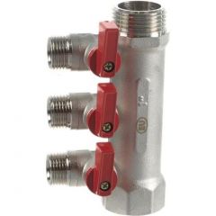 Коллектор Kromwell с отсекающими шаровыми кранами, 3 отвода 1х1/2 дюйм (EU.ST3042285 3x1x12_k)