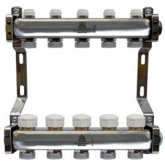 Коллекторный блок Gekon (Гекон) для тепл.пола и радиаторного отопления 1х3/4 дюйм, отводов 5, в комплекте: термостат. (GK 75105)