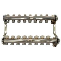 Коллекторный блок Gekon (Гекон) для тепл.пола и радиаторного отопления 1х3/4 дюйм, отводов 8, в комплекте: термостат. воздухоотводчик: Ручной (GK 73108)