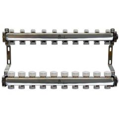 Блок коллекторный Gekon (Гекон) 1 дюйм, для тепл.пола и радиат.отопления, 10 отводов 3/4 дюйм, в комплекте: термостат. клапаны, микрометр.вентили, кронш-ны, заглуш (GK 75110)