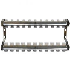 Блок коллекторный Gekon (Гекон) 1 дюйм, для тепл.пола и радиат.отопления, 11 отводов 3/4 дюйм, в комплекте: термостат. клапаны, микрометр.вентили, кронш-ны, заглуш (GK 75111)