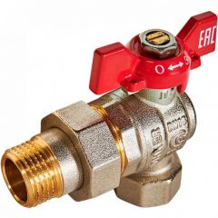 Кран шаровой угловой Rommer (Роммер) с американкой, ВР/НР, ручка бабочка 1/2 (RBV-0006-2610215)