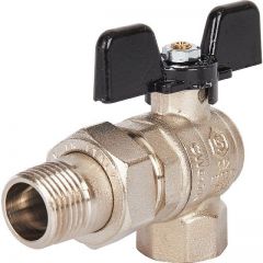 Кран шаровой полнопроходной Stout (Стаут) угловой с американкой , ВР/НР, ручка бабочка 1/2 (SVB-0008-000015)