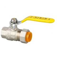 Кран газовый Vieir (Виеир) 1/2 г. х 15 мм ручка с вставкой под гофра трубу (VRQ215-01)