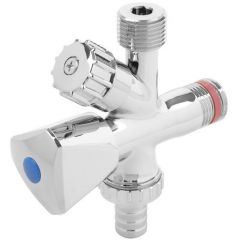 Кран угловой комбинированный Vieir (Виеир) 1/2 х 3/4 х 1/2 вентиль Хром (VER35)