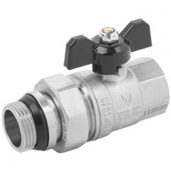 Шаровый кран с американкой Vieir (Виеир) 1 никелированный черная бабочка (VR204-03-BLACK)