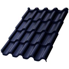 Металлочерепица МеталлПрофиль (Metallprofil) Монтерроса XL, толщина 0.5 мм, покрытие Purman, цвет: Citrine Темно-синий, арт: PURMAN-20-Citrine-0.5; м2