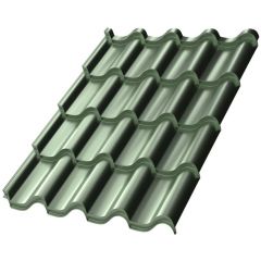 Металлочерепица МеталлПрофиль (Metallprofil) Монтерроса X, толщина 0.5 мм, покрытие Purman, цвет: Tourmalin Светло-зеленый металлик, арт: PURMAN-20-Tourmalin-0.5; м2