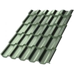 Металлочерепица МеталлПрофиль (Metallprofil) Трамонтана XL, толщина 0.5 мм, покрытие Purman, цвет: Tourmalin Светло-зеленый металлик, арт: PURMAN-20-Tourmalin-0.5; м2