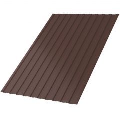 Профлист МеталлПрофиль (Metallprofil) С-8, покрытие: Полиэстер, высота профиля: 8 мм, двухсторонний, ширина 1200 мм, цвет: 8017 Коричневый шоколад, С-8x1150-A (ПЭ_Д-01-8017-0,45)