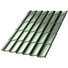 Металлочерепица МеталлПрофиль (Metallprofil) Ламонтерра X, толщина 0.5 мм, покрытие Purman, цвет: Tourmalin Светло-зеленый металлик, арт: PURMAN-20-Tourmalin-0.5; м2