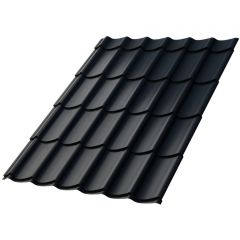 Металлочерепица МеталлПрофиль (Metallprofil) Ламонтерра XL, толщина 0.5 мм, покрытие Purman, цвет: 9005 Черный темный, арт: PURMAN-20-9005-0.5; м2