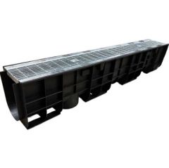 Лоток водоотводный пластиковый Gidrolica (Гидролика) DN100 с решёткой ячеистой стальной оцинкованной Н185 мм, класс В125 (802501)