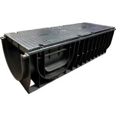 Лоток водоотводный пластиковый Gidrolica (Гидролика) Pro dn300 h280 мм с пластиковой глухой крышкой и крепежом с250 (832536)