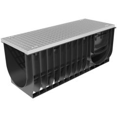 Лоток водоотводный комплект Gidrolica (Гидролика) Light DN300 Н296 мм пластиковый c решеткой ячеистой стальной, А15 (0832A)