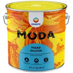 Краска фасадная Eskaro (Эскаро) Moda Fasad Silicon силиконизированная глубокоматовая База TR 2,7 л