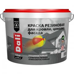 Краска акриловая резиновая Дали (Dali) для кровли, цоколя и фасада база С 12 кг