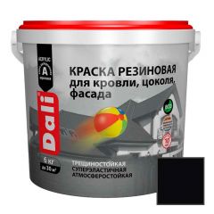 Краска акриловая резиновая Дали (Dali) для кровли, цоколя и фасада RAL 9005 Черная 6 кг