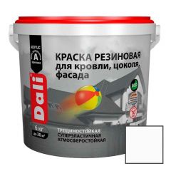 Краска акриловая резиновая Дали (Dali) для кровли, цоколя и фасада Белая 6 кг