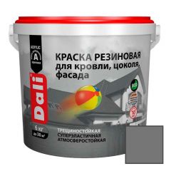 Краска акриловая резиновая Дали (Dali) для кровли, цоколя и фасада Серая 6 кг