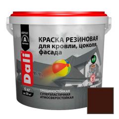 Краска акриловая резиновая Дали (Dali) для кровли, цоколя и фасада Красно-коричневая 6 кг